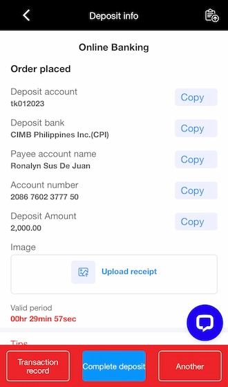 Step 3: Please copy the beneficiary bank information for JILIEVO Slot to initiate a transfer